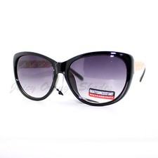 Womens Designer Fashion Sunglasses Oval Cateye Gold Chain Frame