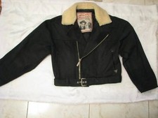 Rare Vintage MICHEL BACHOZ Original Design Biker Jacket with fur collar, size M