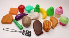 Unbranded Play Food Set Balanced Meal Turkey Chicken Steak Veggies 17 pieces