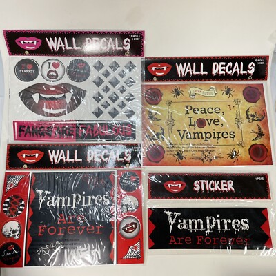 New LOT OF VAMPIRE WALL DECALS HORROR TWILIGHT INSPIRED FANGS NOS