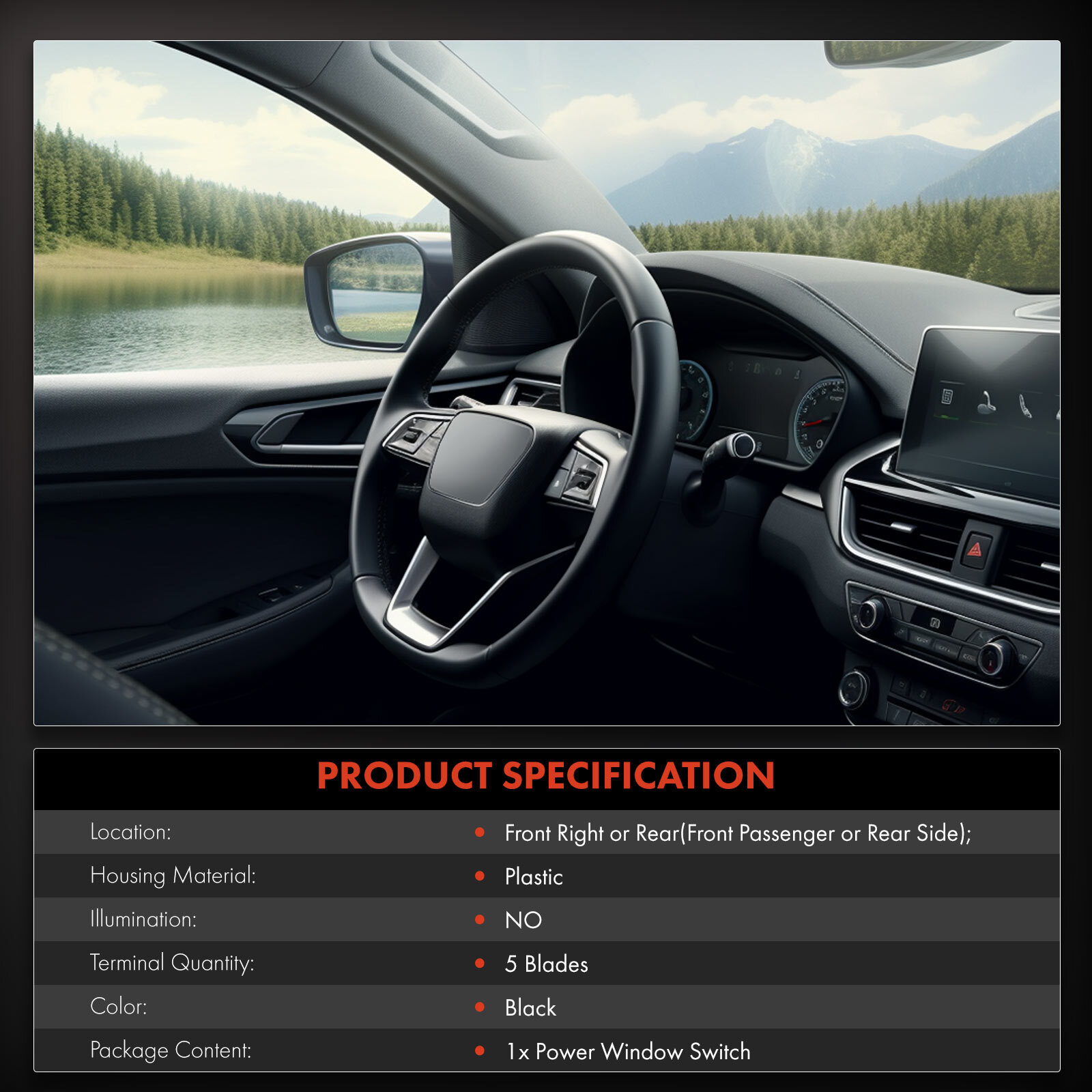 Front Right or Rear Power Window Switch for Mazda 5 06-10 12-15 6 06-07 09-10