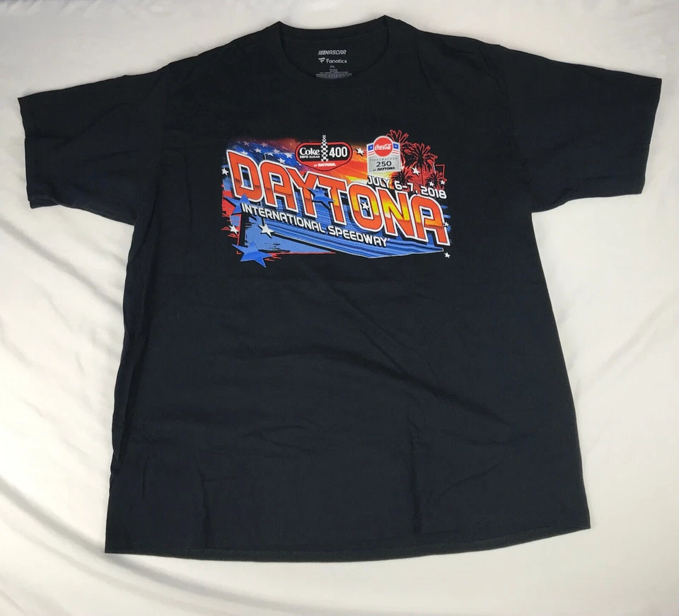Футболка 2018 Coke 400 Daytona Firecracker 250 ~ ~ NASCAR для взрослых 2XL ~ черная XXL - Изображение 3 из 4