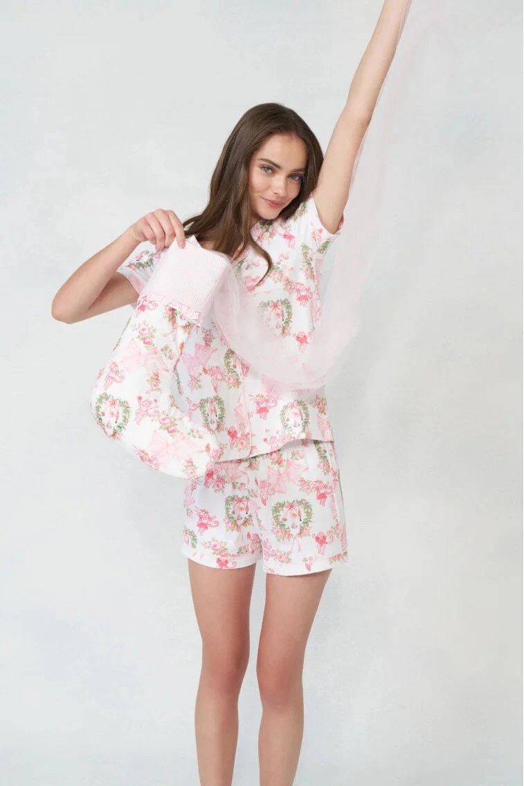 LoveShackFancy Merry Monkey Beaux  Pajamas PJs MEDIUM