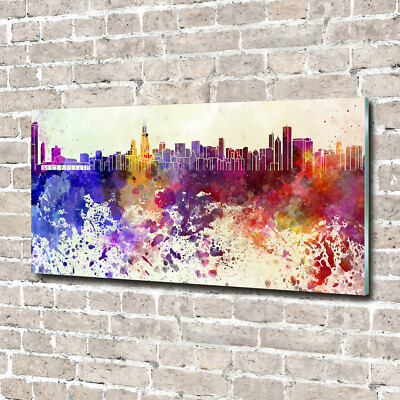 Acrylglas-Bild Wandbilder Druck 140x70 Deko Sehenswürdigkeiten Buntes Chicago