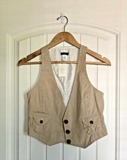 NEW j.CREW Seersucker Beige/brown/white Stripe Vest Xs