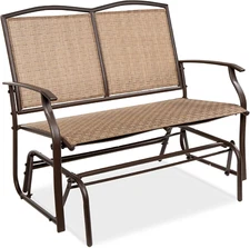 2-Person Outdoor Patio Swing Glider Steel Bench Loveseat Rocker for Deck, Porch