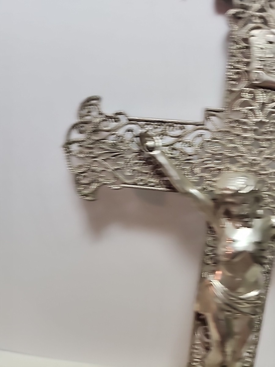 INRI Crucifix Cross Silver Tone Metal 8 1/2 INRI Crucifix Cross Silver Tone Metal 8 1/2