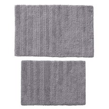 Cotton Cut Loop Reversible 2 Piece Bath Rug Set, Gray, 17 x 24" 20" x 30"