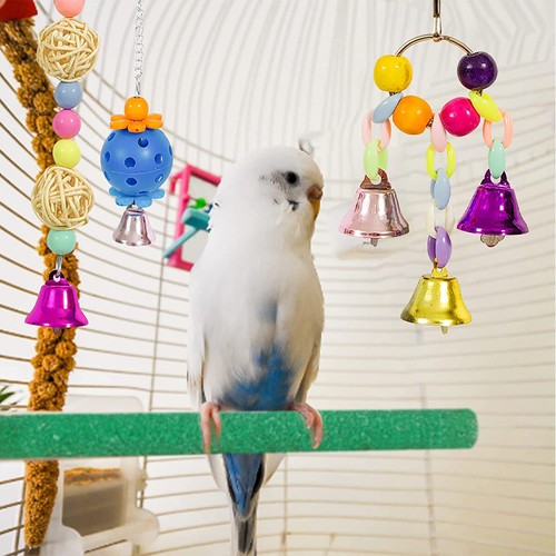12pcs Parrot Toys Set Metal Rope Small Ladder Stand Budgie Cockatiel Cage Bird - Picture 3 of 9