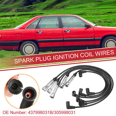 6 Pcs Spark Plug Wire Ignition Coil Cable No.437998031B for Audi 80 100 200