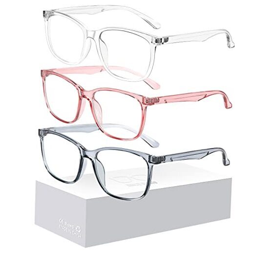 Oilway Blue-Light Blocking Glasses for Women Men - A6 Pink + Gray + Transparent