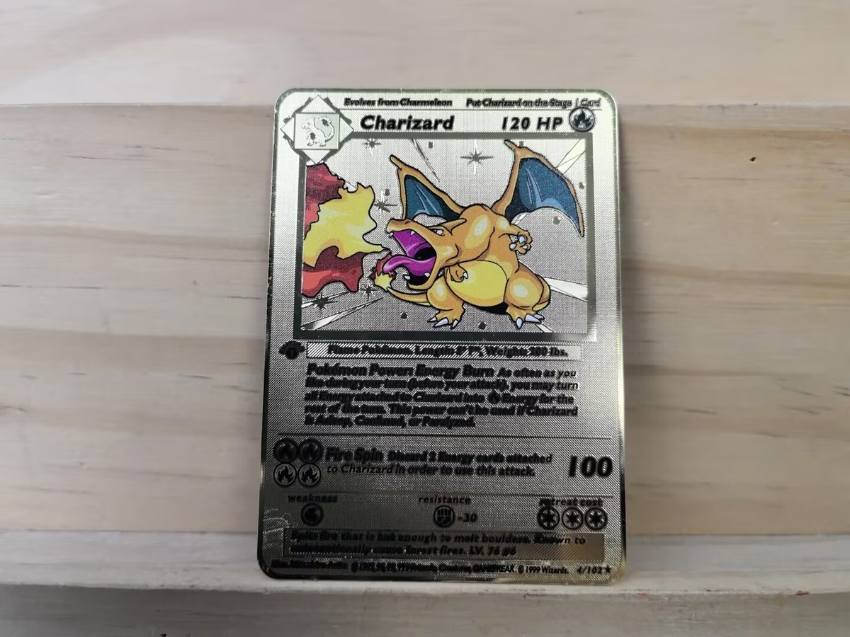 charizard 1st edition base set gold metal pokemon card Charizard Gold Top Mint 9.5 Ultra Premium main image 1