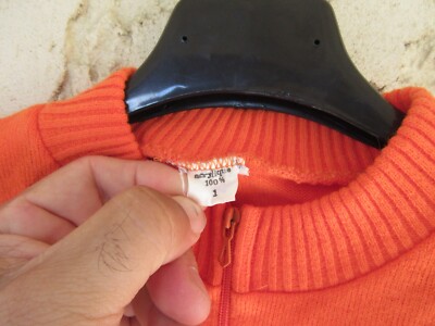 Maillot Cycliste Vintage Années 70 - Orange Coton - Taille M (occasion)