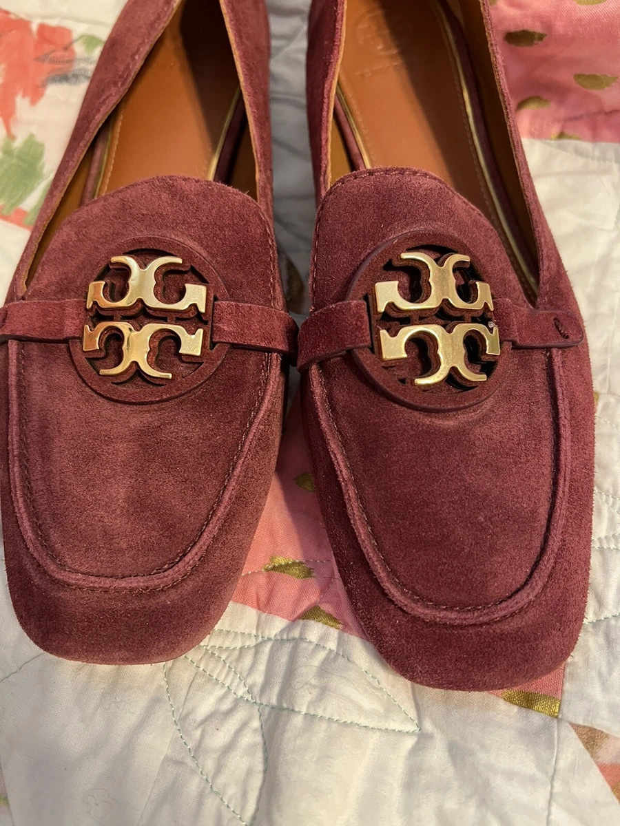 Tory Burch, Shoes, Tory Burch Acorn Charm Smoking Slipper Loafers Shoes  Borgundy Red Velvet