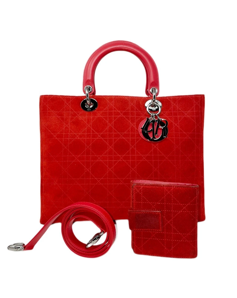 red dior lady bag