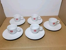 Set of 5 - Illy IPA Classic Collection White Porcelain Coffee Mug Cup & Saucer
