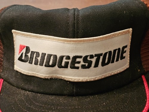 1980's BRIDGESTONE Patch Snapback Mesh Trucker BLACK HAT SWINGSTER 1970's Vtg - Picture 3 of 12