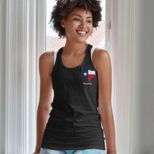 Texas FemaleTank-State Flag With Motto Printed