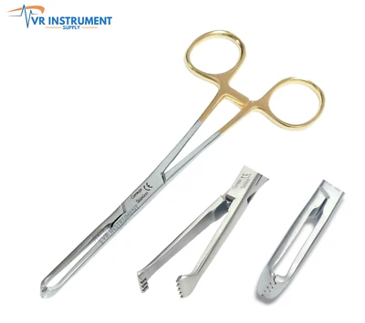 VR INSTRUMENT SUPPLY Allis Tissue Clamp Forceps 6" 4x5 Teeth Surgical German Instruments Gold Handle