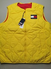 TOMMY HILFIGER Unisex Size S TJW Oversized Reversible Vest Gilet BNWT Yellow Red