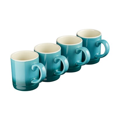 Cooks Professional 4-teiliges Espressotassen-Set | aus robustem Steinzeug | türkis