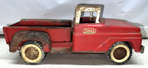 Vintage 60s Tonka Toy Pick Up Truck Red/White Original Pressed Steel Toys - Picture 3 of 7