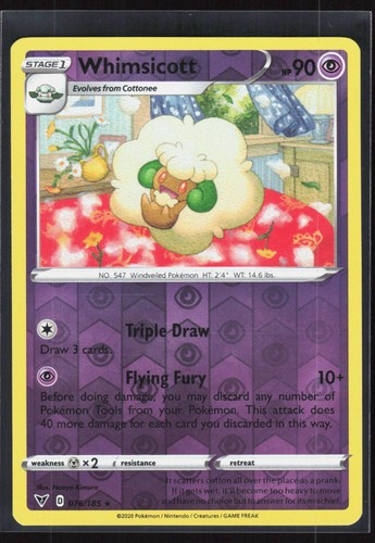 Whimsicott 076/185 2020 Rare Vivid Voltage Pokemon Reverse Holo