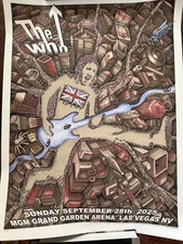 The Who OFFICIAL MERCH POSTER Las Vegas MGM Grand #37/510 EMEK & GAN IN HAND
