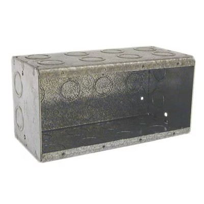 Raco 698 Electrical Box, 89.8 Cu In, Masonry Box Type, 4 Gangs, Galvanized