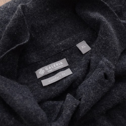 Galeria Gray Black Cashmere Silk Blend Lightweight Sweater Men Sz XL Old Money - Picture 6 of 8