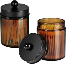 Amber Glass Apothecary Jar with Matte Black Lid