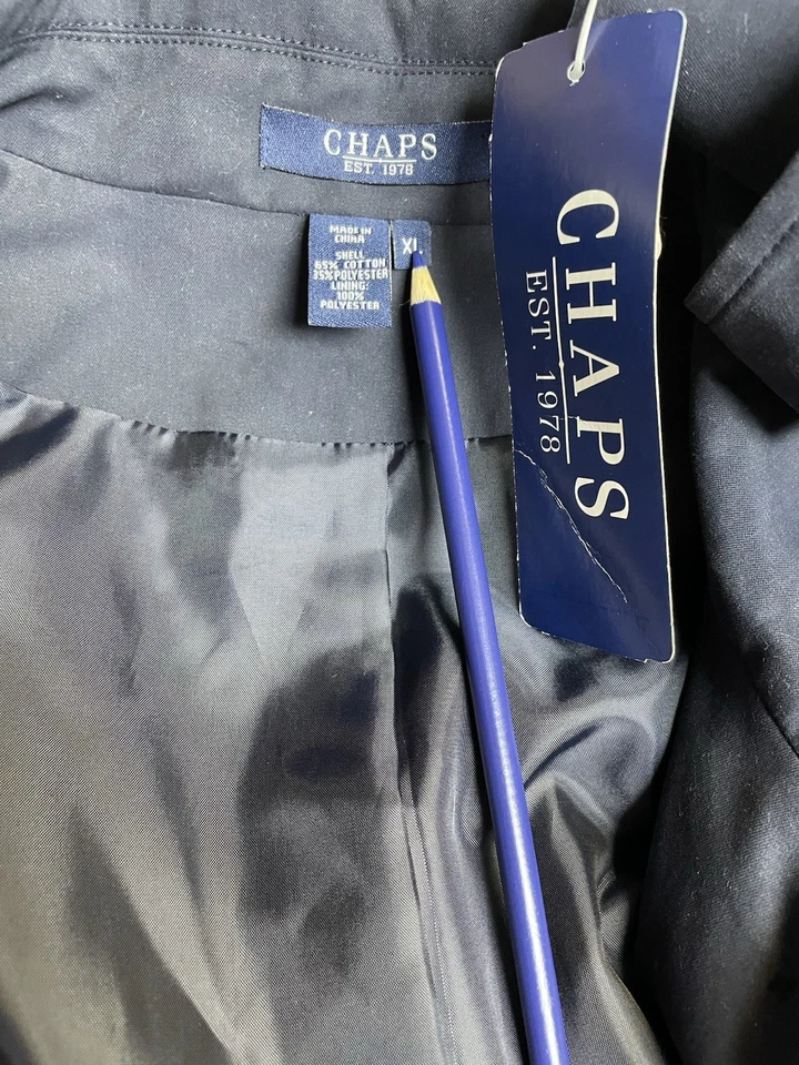 NEW Chaps By Ralph Lauren Rain Jacket Size XL French Placket Pockets Easy Care - Image 2 of 4