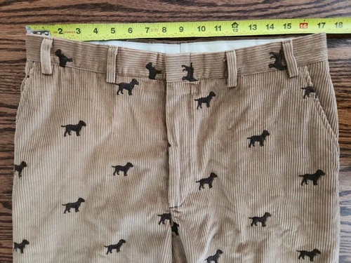 Vtg Orvis Pants Mens 38x32 (36x32) Tan Corduroy Dog Embroidered Cuffed USA Made image 5