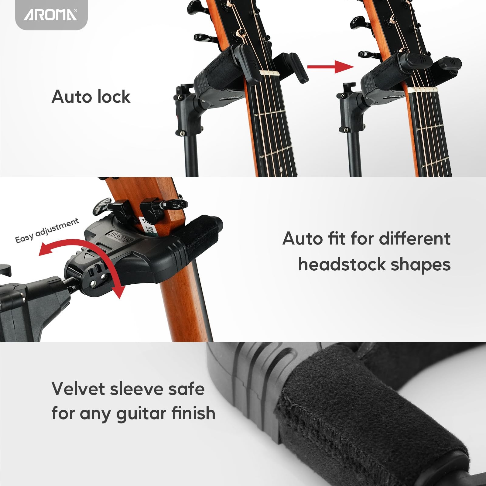 Support guitare acoustique stable à bras pliables et mousse EVA - 2