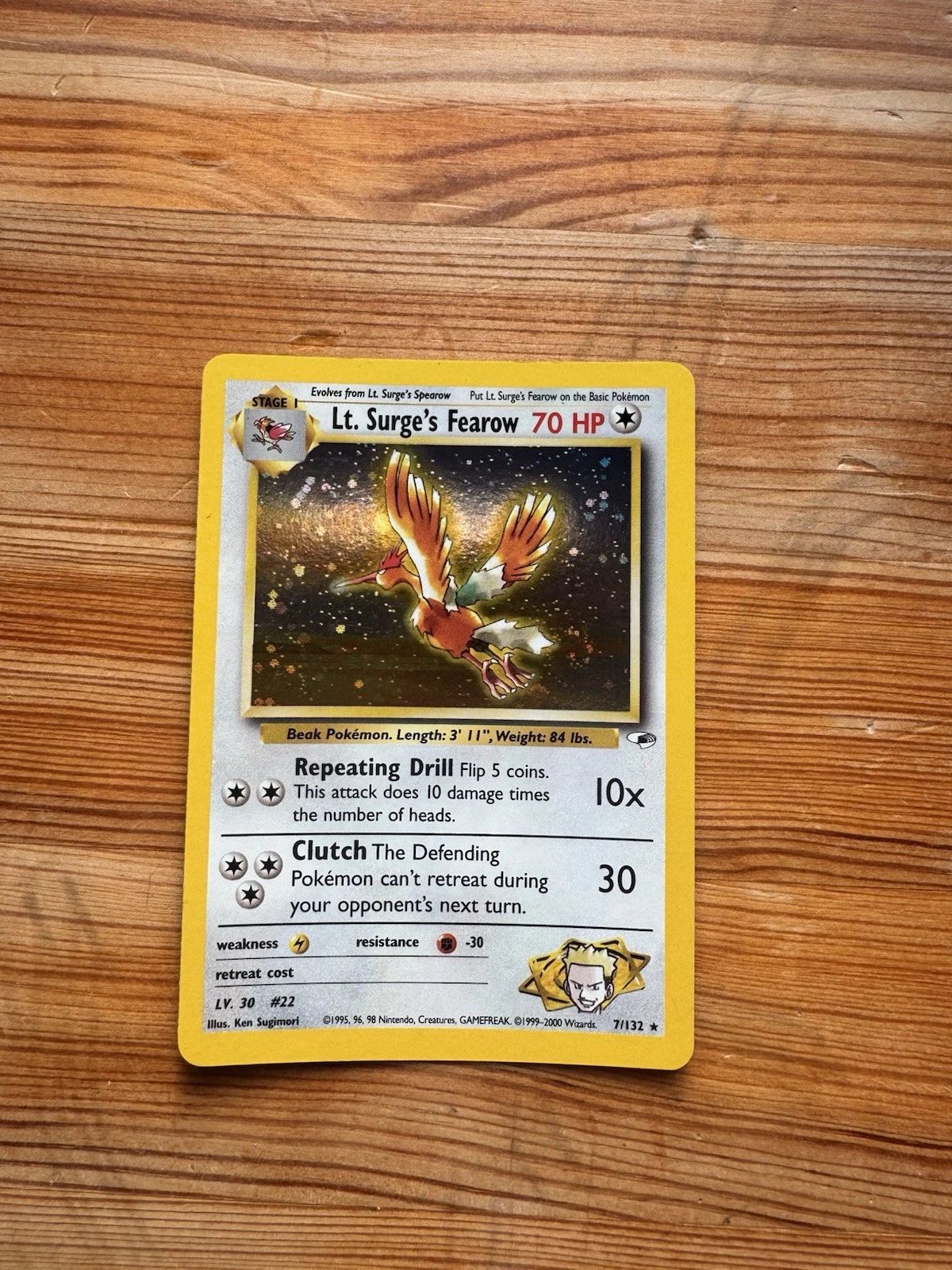 Pokémon TCG NM Lt. Surge's Fearow Card 7/132 Gym Heroes Series