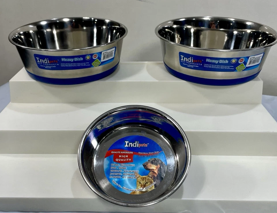 Tigelas de aço inoxidável para animais de estimação novas indipetas à prova de ferrugem - Imagem 2 de 4