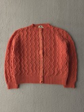 Vintage Rosanna's Pink Cable Knit Wool Cardigan Sweater Long Sleeve M Women's