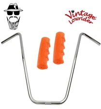 Original Lowrider 24" 22.2 D Handlebar Chrome 0214 120mm Grips Sparkle/Orange