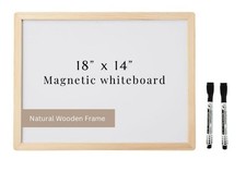 Magnetic 18x14 Dry Erase Board Wooden Frame with Magnetic Dry Erase Markers, ...
