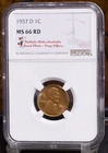 1937-D Lincoln Wheat Cent - NGC MS66 RD (Bulk)