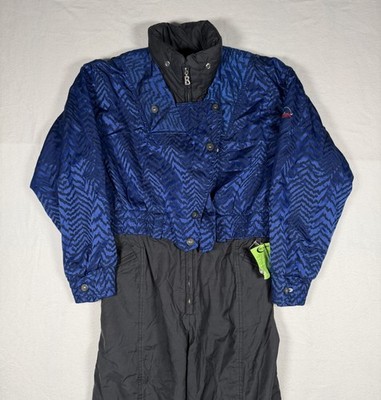 Bogner Ski Suit Women One Piece Luxury Vintage Blue Zig Zag, Size 40, Large