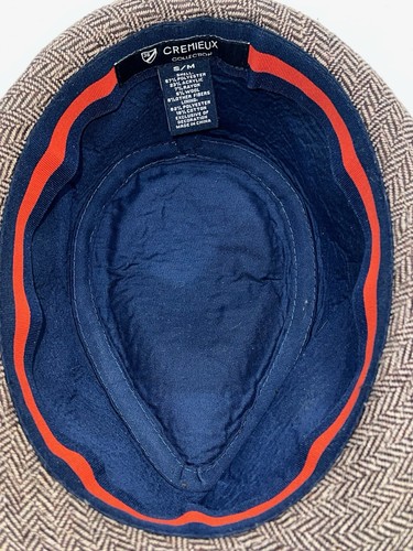 Cappello Daniel Cremieux Collezione Fedora Pelle Logo S/M Chevron Rigato Marrone - Foto 4 di 6