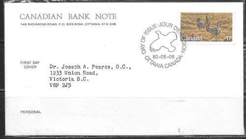 Canada 1980 - #854 Prairie Chickens FDC - Canadian Bank Note Cachet
