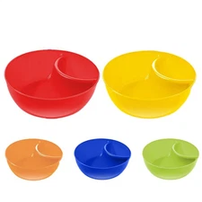 Snack and Dip Bowls, Chips Serving Bowls Anti Soggy Divided Bowl plastic Stackab