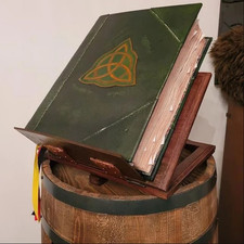 Book Of Shadows Green Cover Bound Spells Records Spellbook Retro