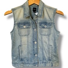 Gap Kids Jean Vest NWT Size XXL 16-18 Full Snap Up Distressed Sky Blue Pockets
