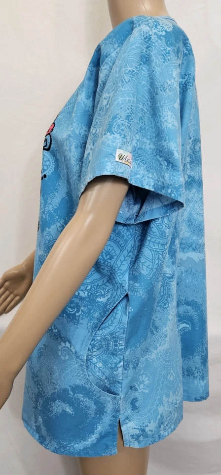 UA SCRUBS Women Scrub Top Size 2X Blue Butterfly Print - Image 4 of 4