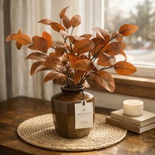 Hearth  Hand Magnolia Artificial Eucalyptus Arrangement Brown Vase 22  Farmhous