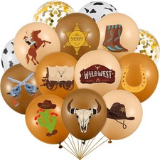 60 Pcs Western Party Decorations 12 Inch Western Cowboy Latex Balloons Cowboy