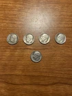 Lot of 5 Roosevelt Dimes – 4 90% Silver (1946-1963) + 1 Clad (1972) US Coins